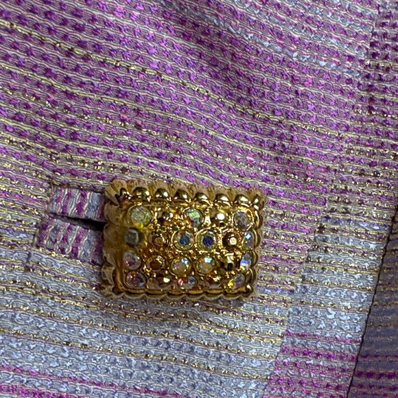 🚢 Moshita Couture 2pc metallic Pastel Striped Blazer & Skirt Set - Picture 4 of 9